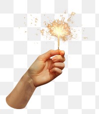 PNG Hand holding sparkler finger sparks illuminated. AI generated Image by rawpixel.
