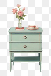 PNG Night stand furniture painting drawer. AI generated Image by rawpixel.