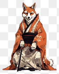 PNG Edo era merchant fox cross-legged relaxation carnivora. AI generated Image by rawpixel.