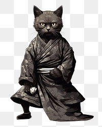 PNG Edo era ninja cat animal mammal robe. AI generated Image by rawpixel.