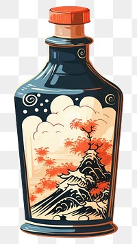 PNG Edo era sake bottle white background refreshment creativity. AI generated Image by rawpixel.