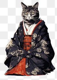 PNG Edo era shogun cat portrait animal mammal. AI generated Image by rawpixel.