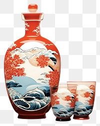 PNG Edo era sake set porcelain pottery vase. AI generated Image by rawpixel.