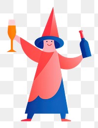 PNG Holding champagne glass cartoon hat white background. AI generated Image by rawpixel.