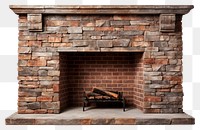 PNG Brick stone fireplace brick hearth white background. AI generated Image by rawpixel.