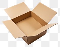 PNG  Opened Kraft mailer box cardboard carton white background. AI generated Image by rawpixel.