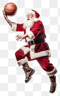 PNG  Santa Claus playing basketball footwear sports adult. AI generated Image by rawpixel.
