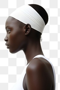 PNG  White fabric sport headband adult woman contemplation. AI generated Image by rawpixel.