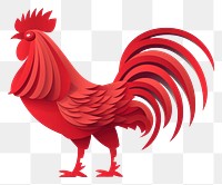 PNG  Red paper chicken poultry rooster. AI generated Image by rawpixel.