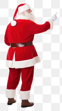 PNG  Santa Claus pointing christmas costume white background. AI generated Image by rawpixel.