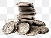 PNG Pile coin silver money white background. AI generated Image by rawpixel.