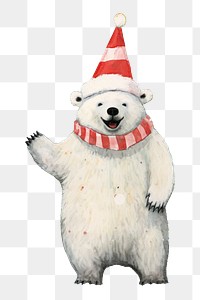 PNG Polar bear celebrating christmas drawing mammal. AI generated Image by rawpixel.