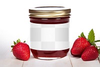 Jam jar label png mockup, food packaging, transparent design