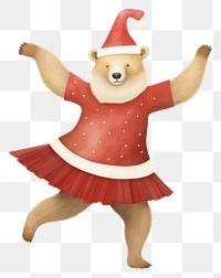 PNG Bear dancing christmas red toy. 