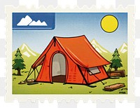 PNG Camping outdoors tent postage stamp. AI generated Image by rawpixel.