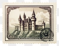 PNG Castle vintage architecture postage stamp currency. AI generated Image by rawpixel.