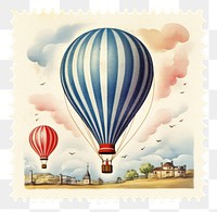 PNG Air balloon aircraft transportation postage stamp. AI generated Image by rawpixel.