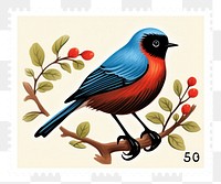 PNG Bird animal postage stamp creativity. AI generated Image by rawpixel.