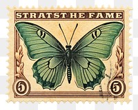 PNG Flying butterfly postage stamp pattern insect. AI generated Image by rawpixel.