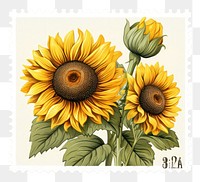 PNG Sunflowers plant inflorescence postage stamp. 