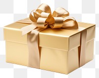 PNG Gift box ribbon gold white background. AI generated Image by rawpixel.