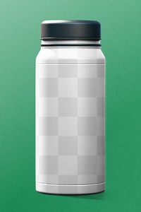 Portable water bottle png mockup, transparent design
