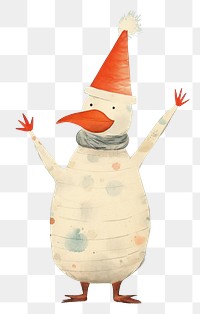 PNG Duck celebrating Christmas art snowman hat. AI generated Image by rawpixel.