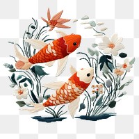 PNG vibrant koi fish floral