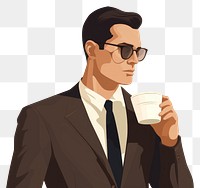PNG Portrait coffee cup sunglasses. AI generated Image by rawpixel.