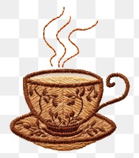 PNG Embroidery coffee pattern drink. AI generated Image by rawpixel.