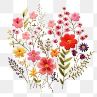 PNG vibrant embroidered floral design