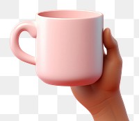 PNG Hand holding a 3d coffee cup drink mug refreshment. AI generated Image by rawpixel.