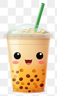 PNG  Boba tea drink cartoon white background refreshment. AI generated Image by rawpixel.