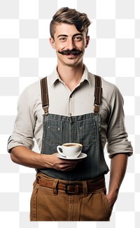 PNG  A gentle male barista coffee white background refreshment. AI generated Image by rawpixel.