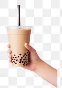 PNG  Boba tea drink holding hand cup. AI generated Image by rawpixel.