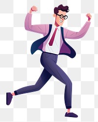 PNG  Man dancing cartoon white background achievement. AI generated Image by rawpixel.