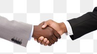 PNG  2 businessmen wearing suit shaking hand handshake white background agreement. AI generated Image by rawpixel.