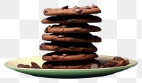 PNG  Chocolate cookie plate dessert food. AI generated Image by rawpixel.