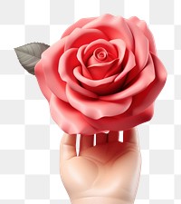 PNG Rose holding flower petal. AI generated Image by rawpixel.