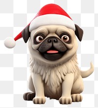 PNG Pugs wearing Santa hat cartoon mammal animal. 