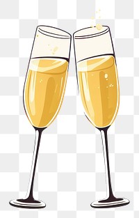 PNG  Two champagne glasses toasting drink wine refreshment. AI generated Image by rawpixel.