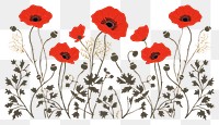PNG Minimal poppy border pattern flower plant. AI generated Image by rawpixel.