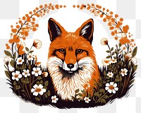 PNG Simple fox in flowers circle animal mammal creativity. AI generated Image by rawpixel.