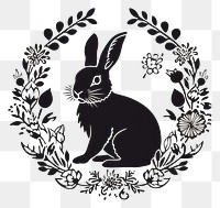 PNG Simple rabbit in flowers circle animal mammal representation. AI generated Image by rawpixel.