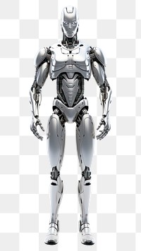PNG  Robot white background futuristic astronaut