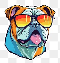 PNG Bulldog wearing sunglasses art mammal animal. 