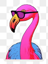 PNG  Flamingo wearing sunglasses animal bird beak. AI generated Image by rawpixel.