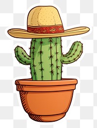 PNG  Potted cactus wearing cowboy hat plant representation houseplant. AI generated Image by rawpixel.