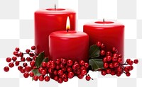 PNG  Christmas decoration candles plant white background illuminated. AI generated Image by rawpixel.