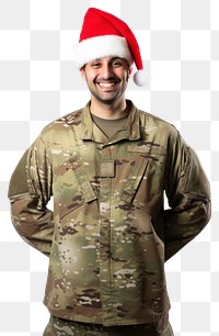 PNG US Soldier wearing a christmas hat soldier military adult. 